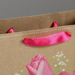 Пакет подарочный крафтовый вертикальный, упаковка, «С 8 марта!», MS 18 х 23 х 8 см