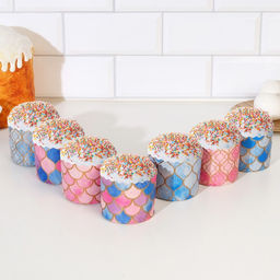 Цена за 2000 шт. Форма для выпечки кулича бумажная Деко-про «Витражи», одноразовая, 7×6 см, МИКС