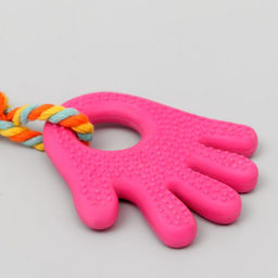 Игрушка жевательная с канатом для собак Ладошка, 10 см, розовая - Пижон фото 3