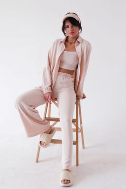 9608 Костюм в пижамном стиле айвори