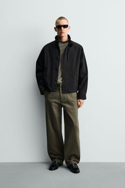 CAZADORA BOXY FIT ALGOD?N / Negro