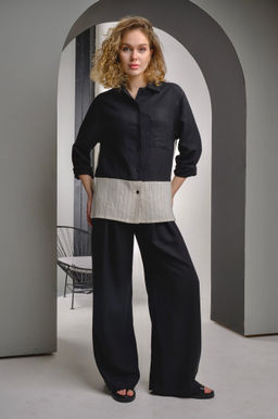 70% ЛЁН+30% ВИСКОЗА стильная комбинированная рубашка