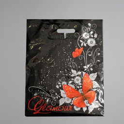 Цена за 50 шт. Пакет Гламур, полиэтиленовый с вырубной ручкой, 60 мкм, 38?47 см