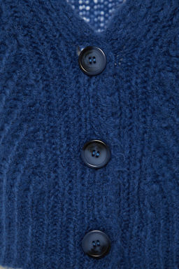 Indigo Yumusak Dokulu Crop Triko H?rka TWOAW21HI0017