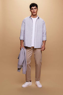 Оксфордская рубашка в полоску с длинным рукавом Relax Fit - Defacto фото 2