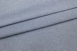 Вареный (стираный) хлопок Белая полоска на синем меланже, ш.2.5м, хл-100%, 125гр/м.кв - Купава фото 2