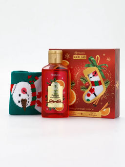 Подарочный набор новогодний Ароматы праздника, гель для душа, глинтвейн, 100 мл и носки, URAL LAB