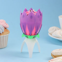 Свеча для торта музыкальная Тюльпан, фиолетовая, 125 см