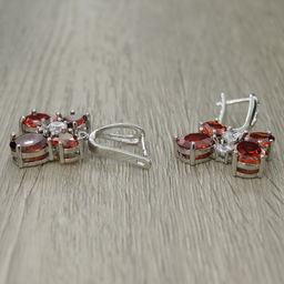 Серьги Бабочка фианит гранат и хрусталь, покрытие родий - Agat77 фото 2