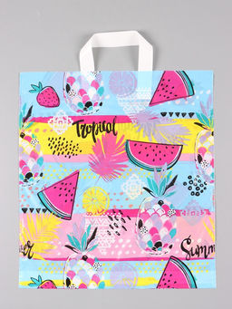 Цена за 50 шт. Пакет "Тропические фрукты", полиэтиленовый с петлевой ручкой, 38 х 42 + 3 см, 37 мкм