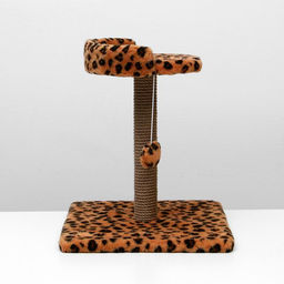 Когтеточка малая «Арена» с игрушкой, 40×40×55 см, джут, леопард