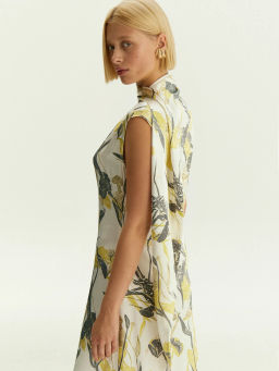 Платье миди из 100% вискозы с цветочным принтом, PL1740/narcis - Emka фото 6