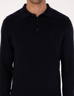 Lacivert Slim Fit Polo Yaka Basic Triko Kazak - Pierre cardin фото 6