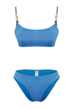 TRENDYOLMILLA Mavi Bralette Boncuk Aksesuarl? Dokulu Regular Bikini Tak?m? TBESS25BT00057  фото 9