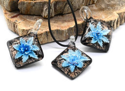 Подвеска Ромб из муранского стекла 35*50мм цв.голубой