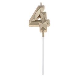 Цена за 3 шт. Свеча в торт на шпажке «Алмаз», цифра 4, шампань, 5×2.6 см