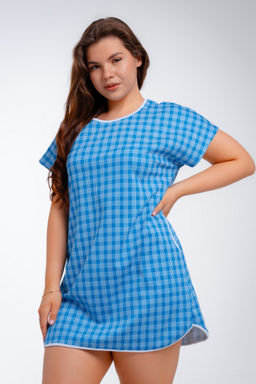 Туника женская Социал клетка голубая