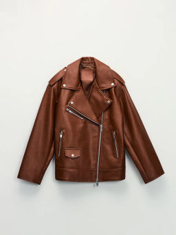 Куртка-косуха прямого силуэта из искусственной кожи / Zarina  фото 2