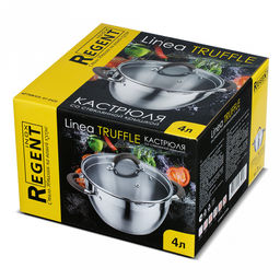 Кастрюля из нержавеющей стали "Truffle" 3,2л, д20см, h11,5см, s3мм, дно s0,5мм, индукционное дно д15,5см, стеклянная крышка с силиконовой вставкой, ручка из нержавеющей стали с силиконовой вставкой, многослойное капсулированное дно, мерная шкала, цве