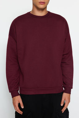 TRENDYOL MAN Bordo Regular Fit Uzun Kollu Dokulu Sweatshirt TMNAW22SW1020 - Trendyolmilla фото 4