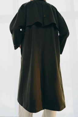 TRENCH CUELLO PIEL CONTRASTE ZW COLLECTION / Verde gris - Zara фото 3