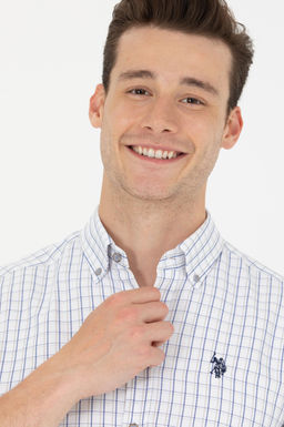 U. S. Polo Assn Мужская темно-синяя белая рубашка в клетку - U.s. polo assn фото 2