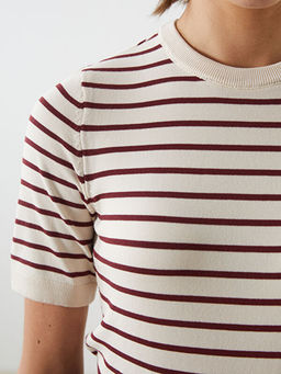 Bisiklet Yaka ?izgili Kad?n Triko Kazak