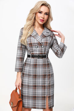 Платье с ремнем в клетку - Dstrend фото 3
