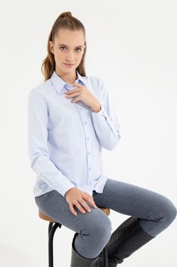 U. S. Polo Assn Женская голубая базовая рубашка с длинным рукавом - U.s. polo assn фото 5