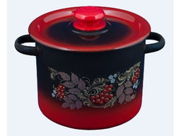 ЭМ_Кастрюля 8,0л цилин. красно-черная арт С1620.38, С1620.36
