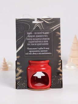 Набор: аромалампа для эфирных масел, мелтсы из воска ароматические Ёлочка, красная, 7.5?7.5?8 см