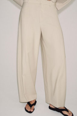 PANTAL?N BALLOON MEZCLA LANA ZW COLLECTION / Beige