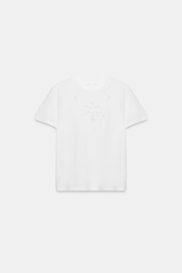 CAMISETA BORDADOS ALGOD?N / Blanco - Zara фото 8