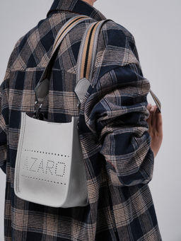 Сумка кожаная на плечо Azaro 30996 серый гранит