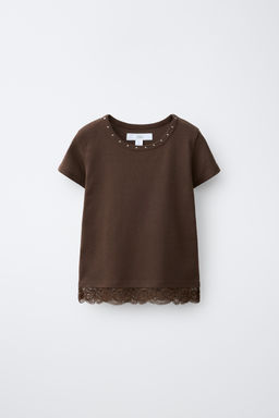 CAMISETA TACHAS BAJO LACE / Marr?n