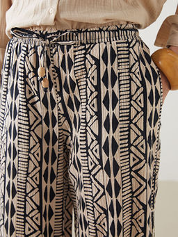 Beli Lastikli Desenli M?slin Kad?n Pantolon