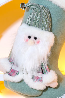 Новогодний носок для подарков зеленый Дед мороз 1 шт