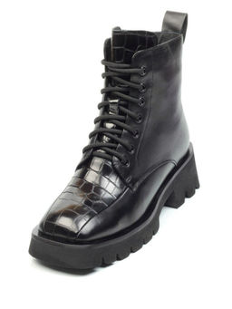 01-CG34-1 BLACK Ботинки демисезонные женские (натуральная кожа, байка)