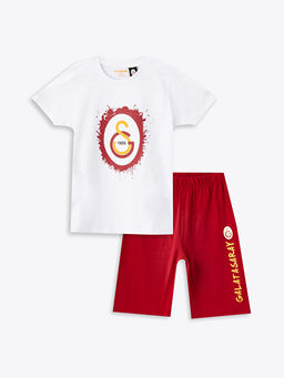 Bisiklet Yaka Galatasaray Bask?l? K?sa Kollu Erkek ?ocuk ?ortlu Pijama Tak?m?
