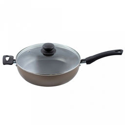 "Sandy " Сотейник с антипригарным покрытием д26см, h6,5см, s1,8мм, бакелитовая ручка, стеклянная крышка (Россия)