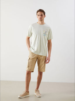 Bisiklet Yaka K?sa Kollu Bask?l? Penye Erkek Ti??rt