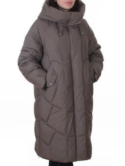 A621 GRAY/BROWN Пальто зимнее женское (200 гр. холлофайбер)