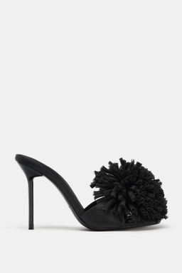 MAXI POMPOM SLINGBACK MULE SANDALS - Zara фото 3