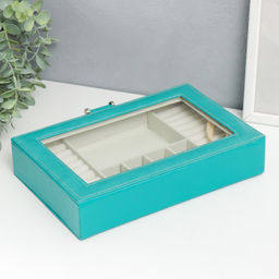 Шкатулка кожзам для украшений Хэмптонс голубая 5,5х27х18 см - Simaland фото 4