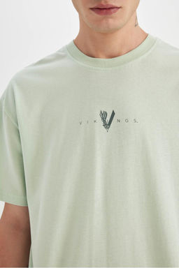 Футболка свободного кроя Vikings с круглым вырезом и короткими рукавами - Defacto фото 6