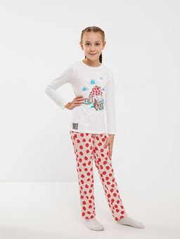 Bisiklet Yaka Bask?l? Uzun Kollu K?z ?ocuk Pijama Tak?m? - Waikiki фото 3