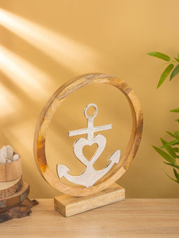 Якорь на подставке, 36×7×39 см, алюминий, дерево