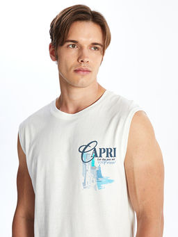 Bisiklet Yaka Bask?l? Erkek Kolsuz Ti??rt - Waikiki фото 2