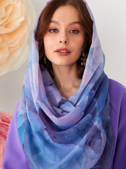 Большой, мягкий, тонкий и очень нежный двусторонний палантин с рисунком в стиле арт-деко