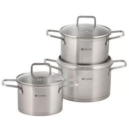 Набор посуды нерж, 6 пр, кастрюли 1.9,2.9,3.9 л, индукц, Daniks, Ирати, SD-01369-6 (505746)